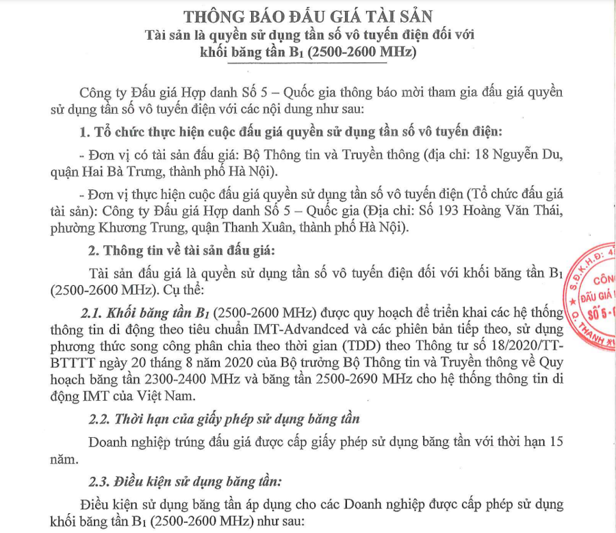 Preparing for the Auction of 3 Spectrum Blocks for 5G