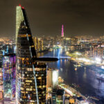 Contrasting Scenes at Ho Chi Minh City’s Iconic Twin Towers: One Bustling, the Other Desolate