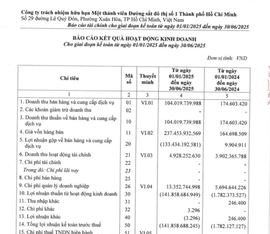 Metro Bến Thà nh – Suối Tiên: 104 Billion VND in Ticket Sales, 142 Billion VND Loss in First Half of 2025