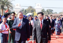 Secretary-General Tô Lâm and Spouse Attend Inauguration of Laos-Vietnam Friendship Park