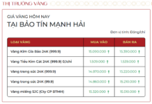 December 11: Gold Bar Prices Drop, Bao Tin Minh Chau and Bao Tin Manh Hai Raise Ring Gold Prices
