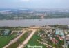 Panoramic View of the Me So Bridge Construction Site: A 4-Lane Expansion Connecting Hanoi and Hung Yen