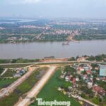 Panoramic View of the Me So Bridge Construction Site: A 4-Lane Expansion Connecting Hanoi and Hung Yen