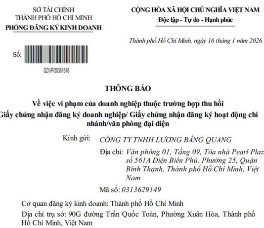 Lương Bằng Quang’s Company Faces Imminent License Revocation