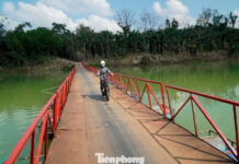 Floating Bridge Reconstructed After Being Swept Away by Floods Upstream on the Huong River